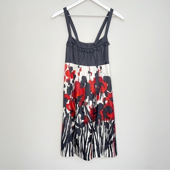 Nwt KENSIE PRETTY poppy red, white & navy silk dress Size Medium - Picture 1 of 6